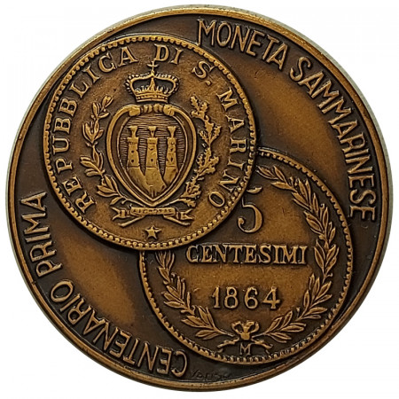 1964 * Medalla Bronce San Marino "Centenario de la Primera Moneda" FDC