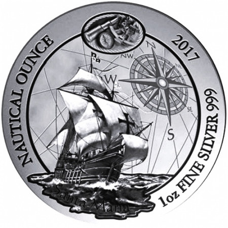 2017 * 50 RWF Plata 1 OZ Ruanda "Nautical Ounce - Santa Maria" FDC