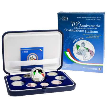 2018 * ITALIA Cartera Oficial EuroSet 10 Monedas "70º Constitución Italiana" PROOF