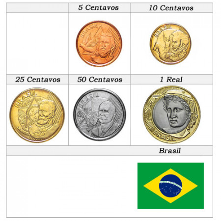 Años Mixto * Serie 5 Monedas Brasil