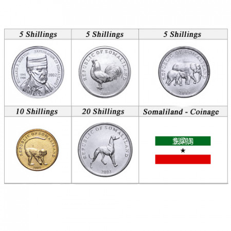 Años Mixto * Serie 5 monedas Somaliland chelines