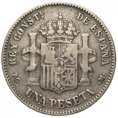 1891 (91) PG-M * 1 Peseta Plata Espana "Alfonso XIII" (KM 691) BC+