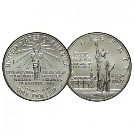 1986 P * 1 Dollar Plata Estados Unidos "Estatua de la Libertad - Centenario" (KM 214) FDC