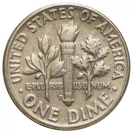 1963 D * 10 Cents (Dime) Plata Dólar Estados Unidos "FD Roosevelt" (KM 195) EBC+