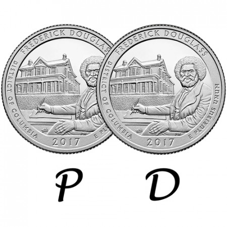 2017 * 2 x Cuarto de Dólar (25 Cents) Estados Unidos "Frederick Douglass - District of Columbia" P+D