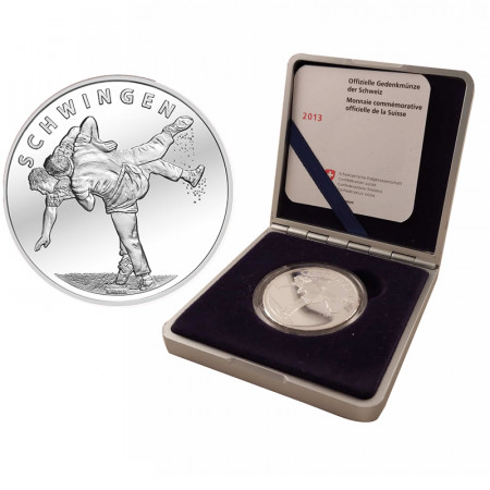 2013 * 20 Francs Plata Suiza "Swiss Wrestling"  (KM 148) PROOF