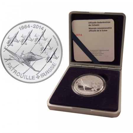 2014 * 20 Francs Plata Suiza "50 Years of Patrouille Suisse"  (KM 151) PROOF