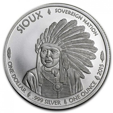 ND (2015) * Troy Ounce 1 OZ Onza Plata "Estados Unidos - Sioux Buffalo"