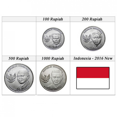 2016 * Serie 4 Monedas Indonesia "Rupiah - New Design" UNC