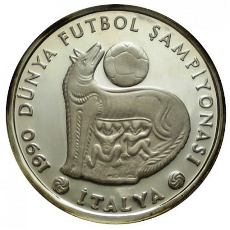 1990 * 20.000 Lira Plata Turquía "1990 Copa del Mundo, Italia" (KM 995) PROOF