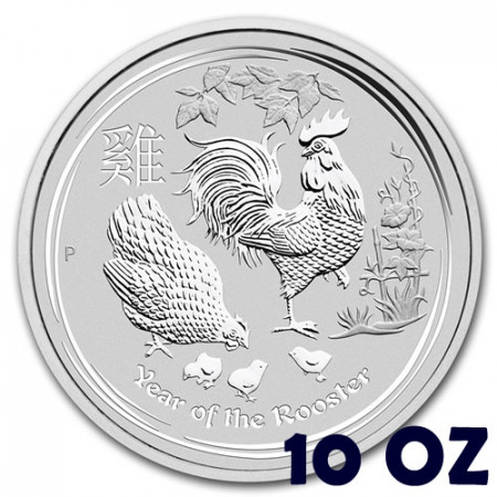 2017 * 10 Dollars Plata 10 OZ Australia "Año del Gallo" FDC