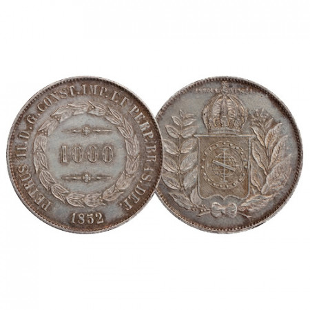 1852 * 1000 Reis Plata Brasil "Pedro II" (KM 459) EBC