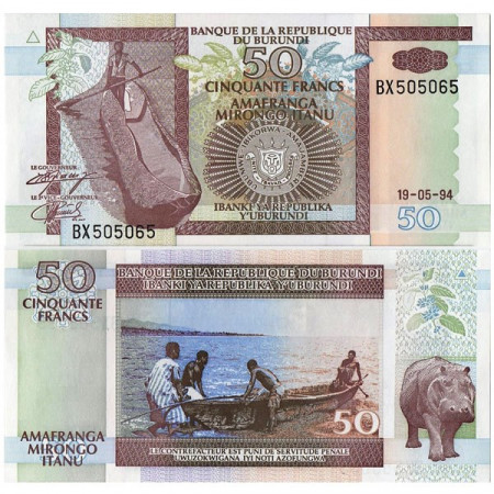 1994 * Billete Burundi 50 Francs (p36a) SC