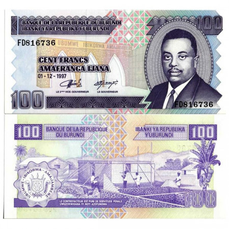 1997 * Billete Burundi 100 Francs "Prince Rwagasore" (p37b) SC