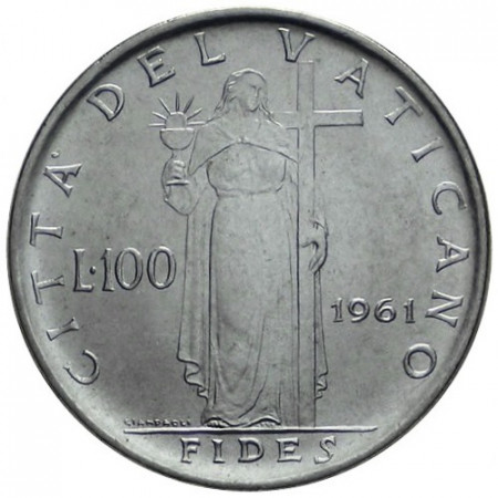 1961 * 100 Lire Vaticano Juan XXIII "Fides" Año III (KM 64.2) SC