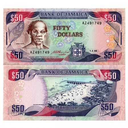 1993 * Billete Jamaica 50 Dollars "Samuel Sharpe" (p73b) SC
