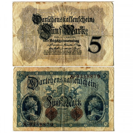 1914 * Billete Alemania Imperio 5 Mark "Deutsches Reich" (p47b) BC