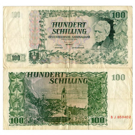 1954 * Billete Austria 100 Schilling "F Grillparzer" (p133a) MBC