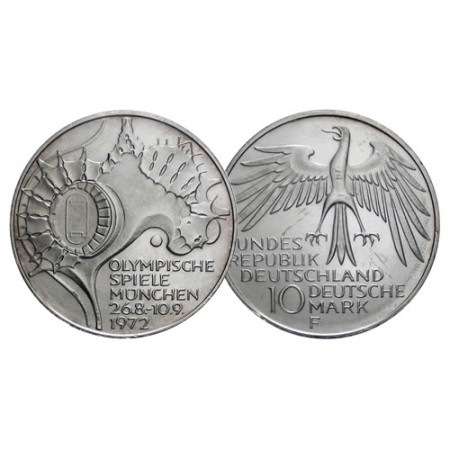 1972 F * 10 Mark Plata ALEMANIA Federal "Olimpiada Múnich 1972" (KM 133) SC