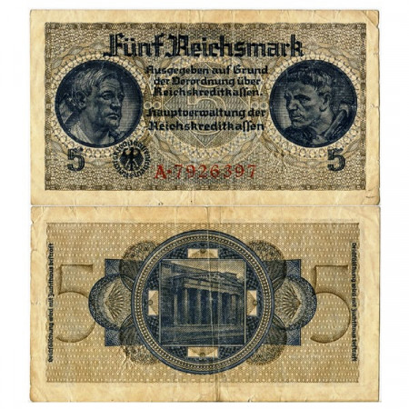 ND (1940-45) * Billete Alemania 5 Reichsmark "Military - Territorios Alemanes Ocupados" (pR138a) cMBC