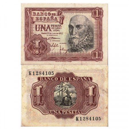 1953 * Billete España 1 Peseta  "Marquéz de Santa Cruz" (p144a) EBC
