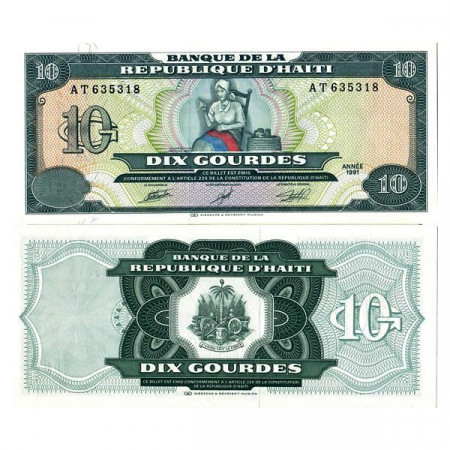 1991 * Billete Haití 10 Gourdes "Catherine Flon Arcahaie" (p256a) SC