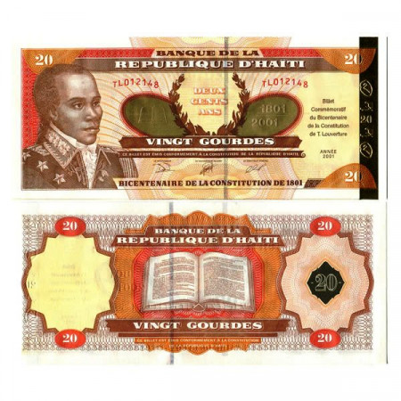 2001 * Billete Haití 20 Gourdes "Toussaint l'Ouverture" (p271) SC