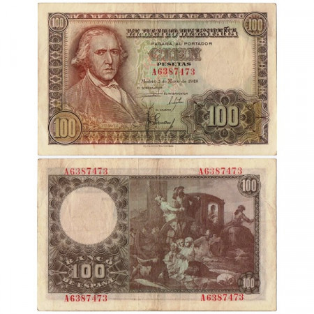 1948 (1950) * Billete España 100 Pesetas  "Francisco Bayeu y Subías" (p137a) MBC