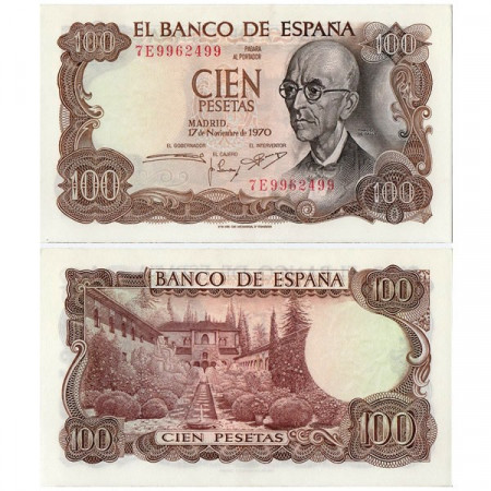 1970 (1974) * Billete España 100 Pesetas  "Manuel de Falla" (p152a) SC