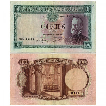 1957 * Billete Portugal 100 Escudos "Pedro Nunes" (p159) BC+