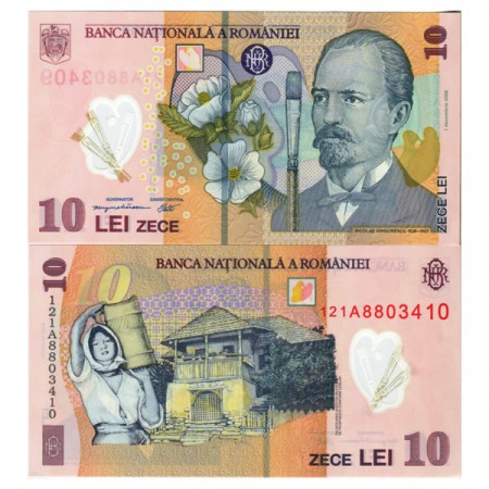 2012 * Billete Polímero Rumania 10 Lei "Nicolae Grigorescu" (p119d) SC