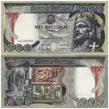 1965 * Billete Portugal 1000 Escudos "King Dionysos" (p171) EBC
