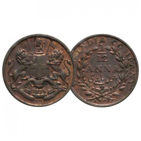 1835 (m) * 1/12 Anna (1 Pie) India Británica "East India Company" (KM 445) EBC