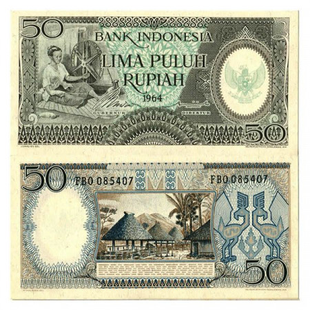 1964 * Billete Indonesia 50 Rupiah "Woman" (p96) SC