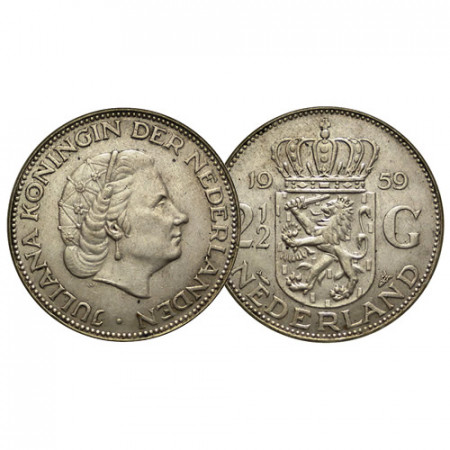 1959 * 2-1/2 (2,5) Gulden Plata Holanda - Países Bajos "Juliana" (KM 185) EBC