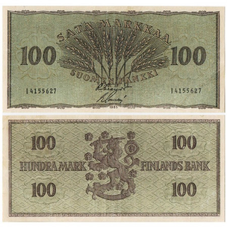 1955 * Billete Finlandia 100 Markkaa "Wheat" (p91a) MBC+