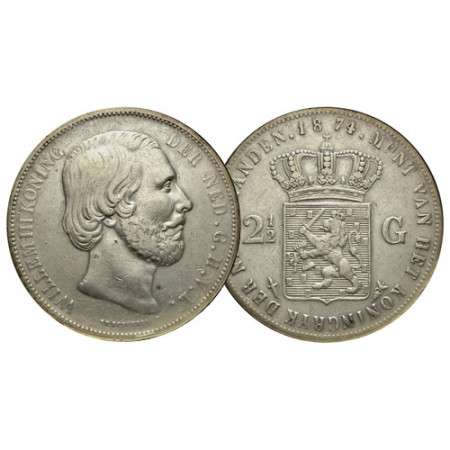 1874 * 2-1/2 (2,5) Gulden Plata Holanda - Países Bajos "William III" (KM 82) MBC