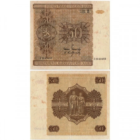 1945 (1948) B * Billete Finlandia 50 Markkaa "Allegorical Couple - Litt. B" (p87) MBC