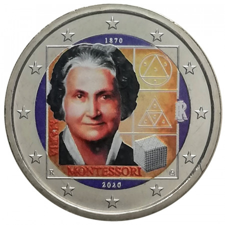 2020 * 2 Euro ITALIA "150 Nacimiento de Maria Montessori" Colorido