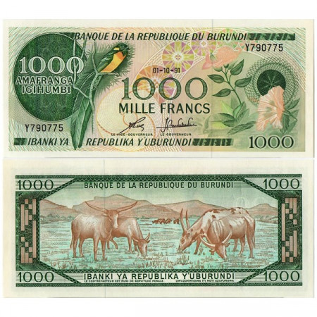 1991 * Billete Burundi 1000 Francs "Paradise" (p31d) SC