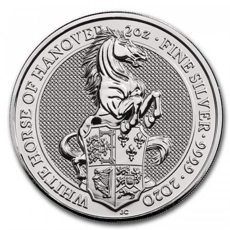 2020 * 5 Pounds Plata 2 OZ Gran Bretaña "Queen’s Beasts - White Horse of Hannover" FDC