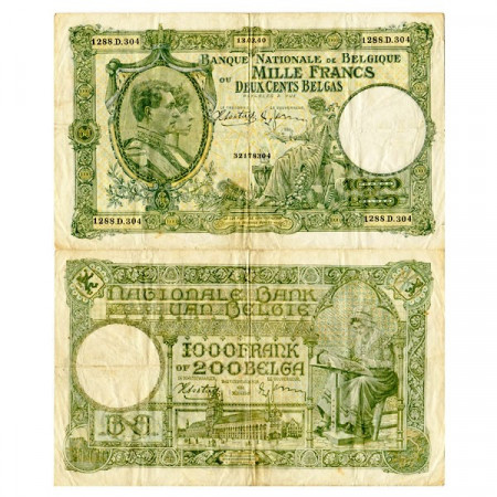 1940 * Billete Bélgica 1000 Francs - 200 Belgas (p110) MBC