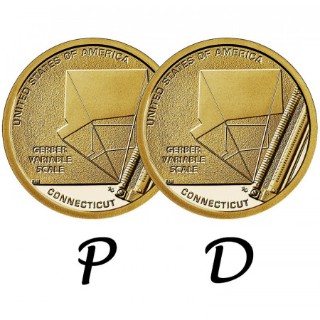 2020 * 2 x 1 Dólar Estados Unidos "American Innovation - Connecticut - Gerber Variable Scale" P+D