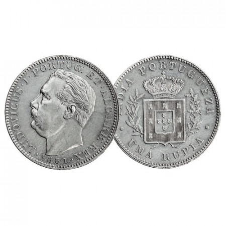 1881 * 1 Uma Rupia Plata India Portuguesa "Luis I" (KM 312) EBC