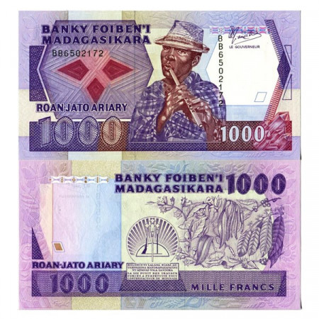 ND (1988-93) * Billete Madagascar 1000 Francs = 200 Ariary "Rakoto Frah" (72a) SC