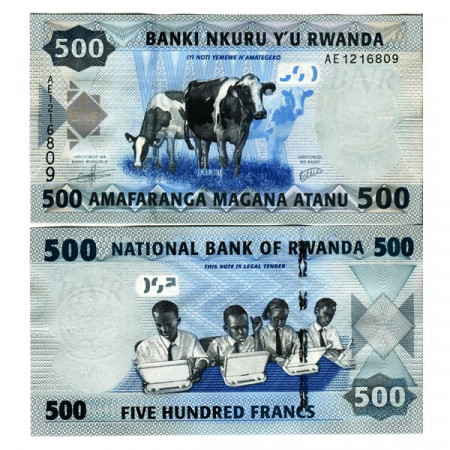 2013 * Billete Ruanda 500 Francs "Cows - Students" (p38) SC