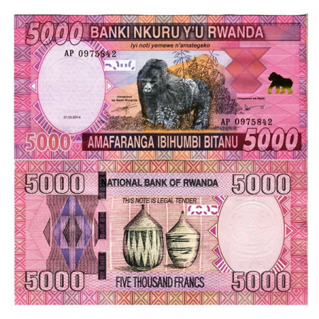 2014 * Billete Ruanda 5000 Francs "Gorilla" (p41) SC