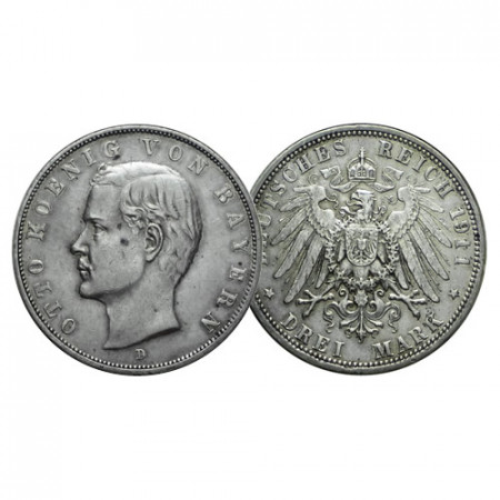 1911 D * 3 Mark Plata Estados Alemanes "Baviera - Otto" (KM 996) cEBC