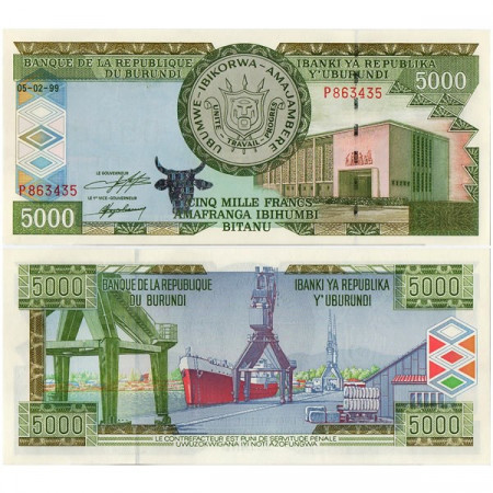 1999 * Billete Burundi 5000 Francs "Dockship" (p42a) SC