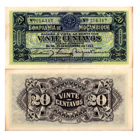 1933 * Billete Mozambique 20 Centavos "Companhía de Moçambique" (pR29) SC